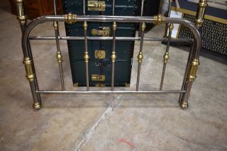 Vintage Pewter and Brass Full Size Bed,  Head board and Foot Board 3