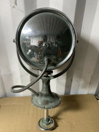 Vintage One Mile Ray Marine Spotlight,  Search Light,  Model 733,  Chromed Brass 4