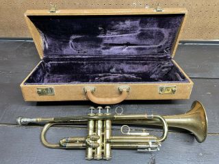 Vintage F.  E.  Olds Ambassador Trumpet With Olds 3 Mouthpiece And Case