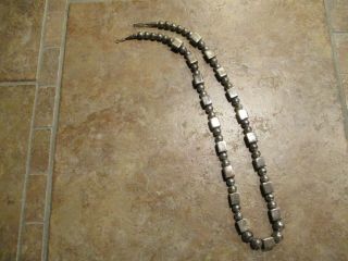 24.  5 " Dynamite Older Vintage Navajo Sterling Silver Pearls Cube Bead Necklace