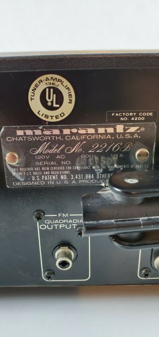 Vintage MARANTZ Stereo Receiver Model 2216 - 6