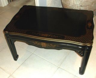 Vintage Kindel Black Laqured Chinoiserie Coffee Table