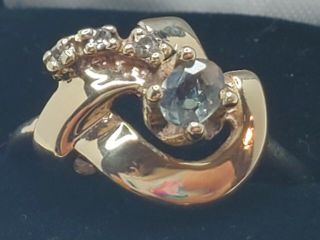 14k Yellow Gold.  33tcw Natural Alexandrite W/ Diamonds Vintage Ring Size 8.  75
