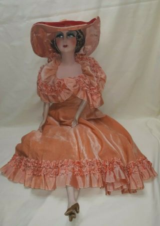 Antique Silk Face Bed Boudoir Doll All 31 " Minty $188.  88