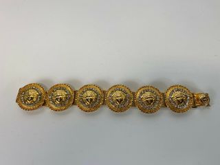 Rare Vtg Gianni Versace Gold Crystal Medusa Bracelet
