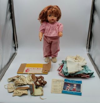 Vintage Terri Lee Doll W/ Accessories Box Lid Newspaper Articles No Resv 10105