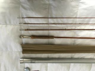 Wright & McGill Granger Aristocrat 4 Pc Antique Bamboo Fly Rod,  Sock & Tube 3