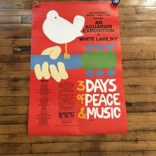 Vintage 1969 Woodstock Music & Art Fair Poster by Arnold Skolnick 2