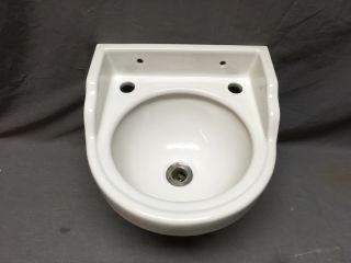 Small Vtg 13 " Mid Century White Porcelain Bath Sink Universal Rundle Old 380 - 20e