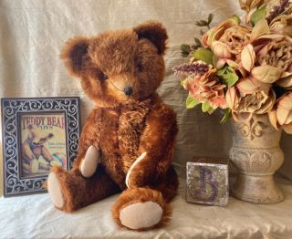 24” Antique 1930s Knickerbocker,  Dashing Cinnamon Mohair Teddy Bear