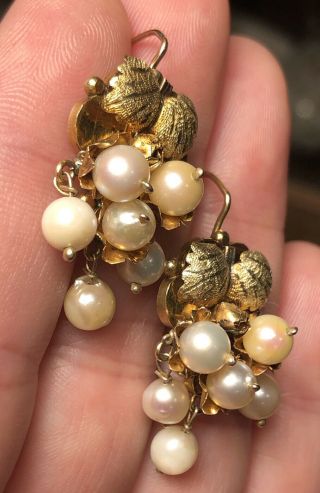 Antique Victorian 14k Gold & Pearl Drop Earrings 5
