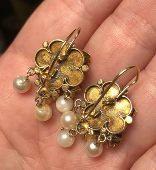 Antique Victorian 14k Gold & Pearl Drop Earrings 6