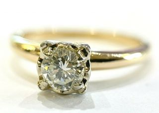 Vintage Estate 14k Gold 0.  45 Ct Diamond Solitaire Engagement Ring - Size 6,  2.  4g