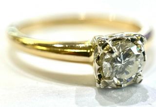 Vintage Estate 14K Gold 0.  45 CT Diamond Solitaire Engagement Ring - Size 6,  2.  4g 2