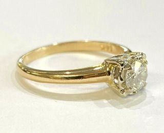 Vintage Estate 14K Gold 0.  45 CT Diamond Solitaire Engagement Ring - Size 6,  2.  4g 6
