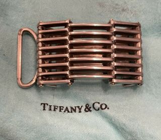 Tiffany & Co Vintage Sterling Silver And 18k Gold Gatelink Grill Belt Buckle