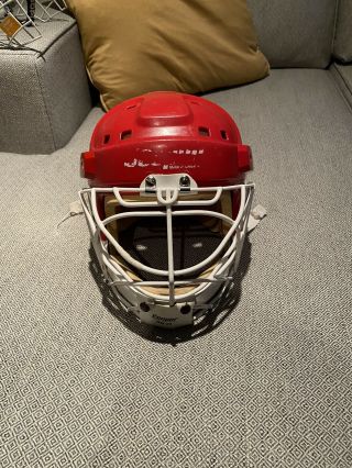 Rare Red Vintage Cooper Sk2000 L Goalie Helmet With Hm30 Cage