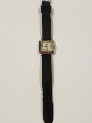 Vintage Longines Art Deco Solid 14k White Gold Diamond Mens Watch