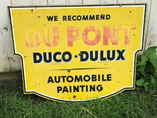 Vintage Du Pont Duco Dulux Automobile Painting Sign Gas Oil Old Car