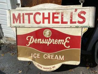 Large Vintage Mitchell’s Pensupreme Ice Cream Sign 1940 
