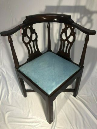 Hickory Chair Mahogany Vintage Chippendale Corner Chair