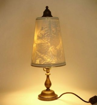 Lampe Vintage à Poser Lithophanie Scènes De Chasse Tischleuchten Ober Maier