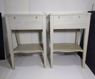 Vintage French Provincial Nightstands End Tables Dovetailed Drawer Cream 6