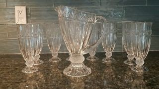 Heavy Crystal Water Pitcher,  8 Glasses,  Waterford? Morgantown?
