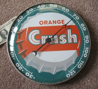 Vintage 1959 Pam Clock Co.  Orange Crush 12 " Thermometer Antique