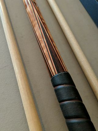 Vintage Mcdermott Leather Wrapped Pool Cue 2 Shafts & Hard Case