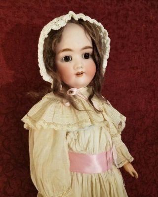 28 " Large Antique German Heinrich Handwerck Halbig Bisque Head Doll Brown Eyes