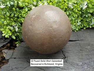 Vintage Antique Civil War Relic Confederate Solid Shot Cannonball Richmond,  Va