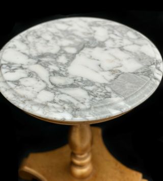 Vintage Hollywood Regency Gold Italian Marble Top Plant Stand Table 4