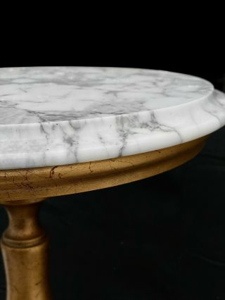 Vintage Hollywood Regency Gold Italian Marble Top Plant Stand Table 5