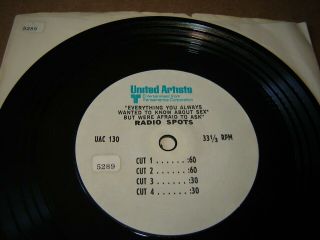 Radio Spots 7 " Everything You Always Wanted To Know About Sex - Woody Allen Rare