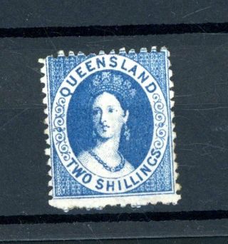 Queensland Two Shillings Deep Blue (sg 120) Cat £190 L.  H.  M.  (m198)
