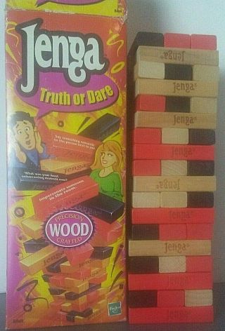 Jenga Truth Or Dare Precision Wood Crafted Adult Party Game Complete Hasbro 2000