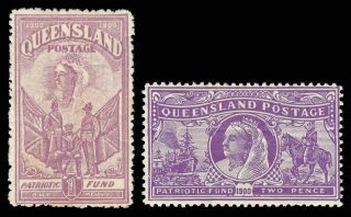 Queensland 1900 Qv Boer War Patriotic Fund Set Cat £500 ($675).  Sg 263 - 264.