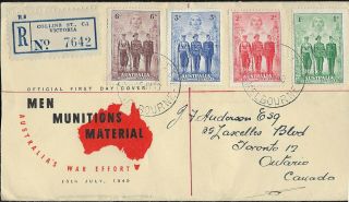 Australia : 1940 Aif Set On Registered Cover To Canada