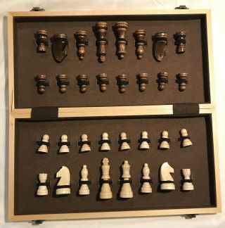 Chess Set With Folding Wood Travel Board,  Wooden Board 15 X 15