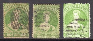 Zealand 1864 - 71 Ffq 1s Shades Wmk Star P12½ U,  Faults,  Sg 125 Cat £360