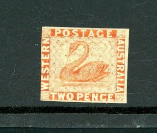 Western Australia 1860 Two Pence Orange Imperforate No Gum (f487)