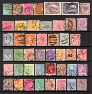 Australian States Qv Good To Fine Range X 45 Stamps Not Cat By Me