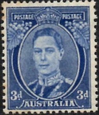 Australia 1940 Kgvi 3d Bright Blue Perf.  15 X 14 Sg.  186 (mnh) Cat:£45