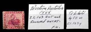 Western Australia 1888 Reversed Wmk Variety To Be Listed By See Below Dc472