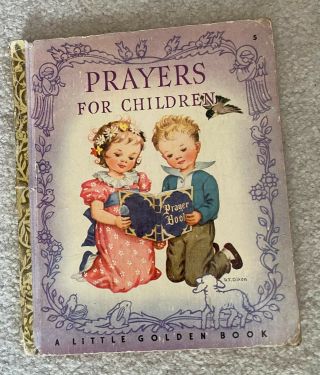 Vintage 1942 Prayers For Children Little Golden Book Picture Book Children 