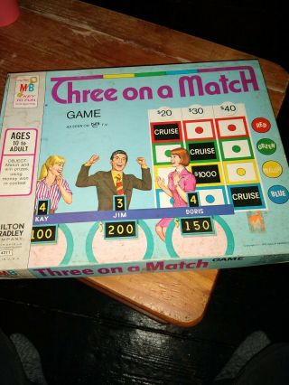 Vintage Milton Bradley Three On A Match Game Complete