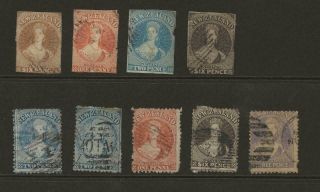 Zealand Group Of 10 Imperf And Perf Qv Chalon Heads Mixed