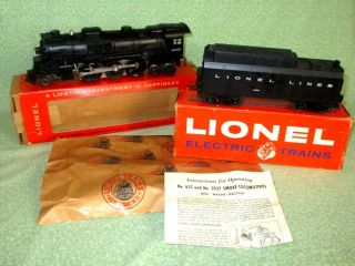 Lionel Postwar 2037 Steam Engine And 243w Whistling Tender - Ln Boxes