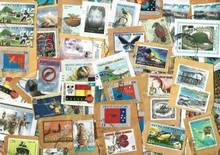 25 Grams Papua Guinea Charity Kiloware / Stamp Mixture,  All On Single Paper